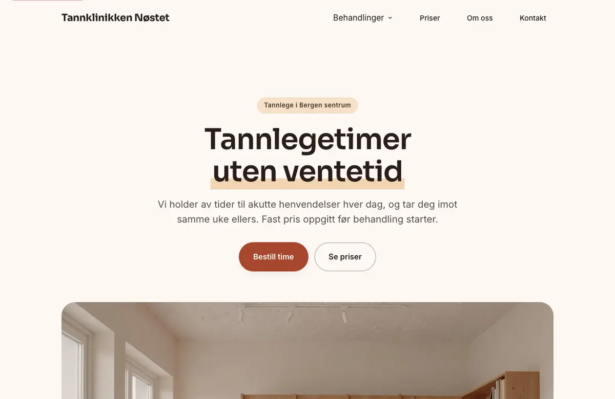 Malen Nabolag: varme toner og runde former, vist med tannklinikkens innhold